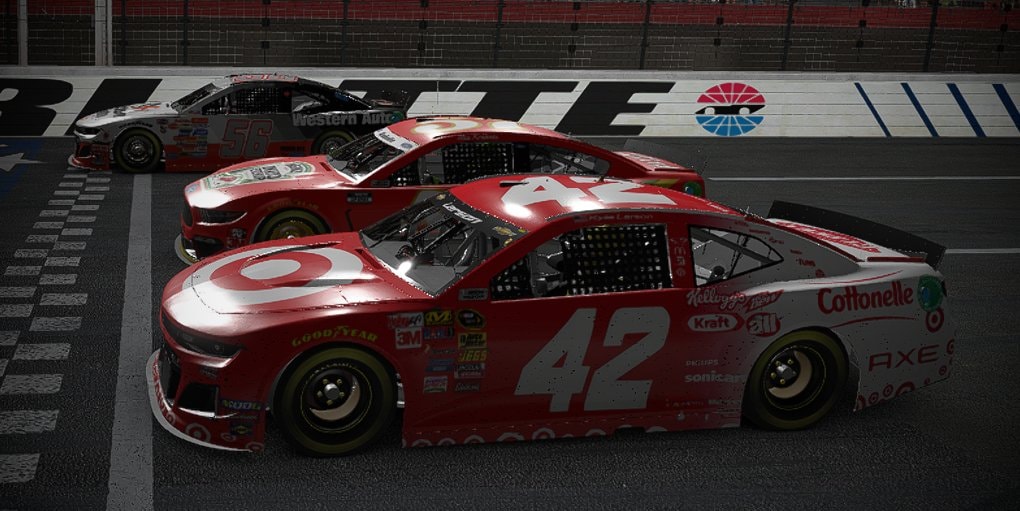 Cars racing at Charlotte Motor Speedway